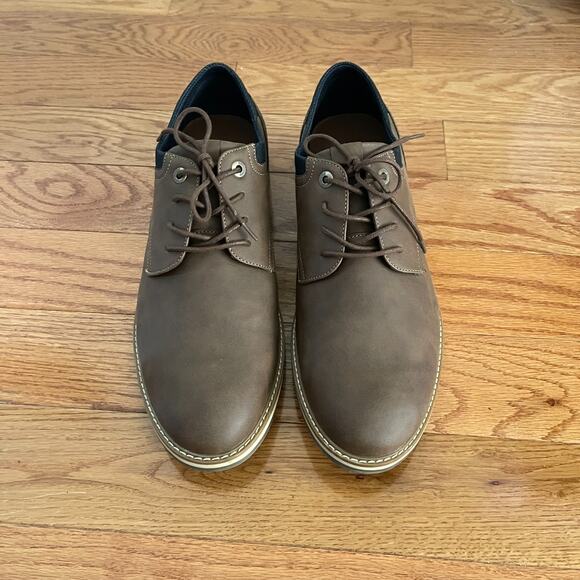 JF J. Ferrar Grayton Lace-Up Oxford Shoes Mens 13M Brown Man Made Dress Church - Picture 3 of 9